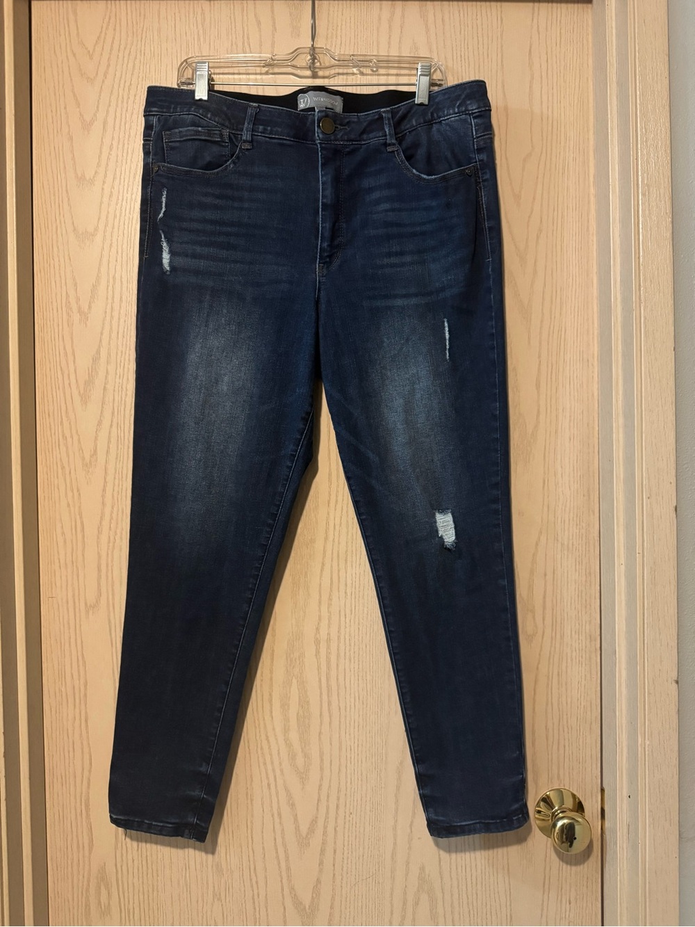 Wit & Wisdom Ab-Solution Distressed Dark Wash Skinny Jeans size 16